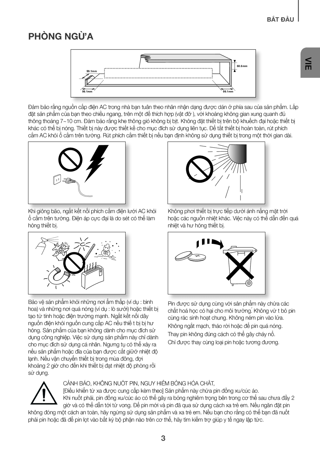 Samsung HW-K350/XV manual Phòng ngừa 