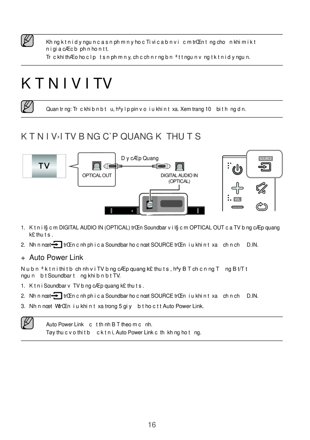 Samsung HW-K350/XV manual Kết nối với TV, Kết nốiI vớiI TV Bằng CápP Quang Kỹ thuật số́, Dây cáp Quang 