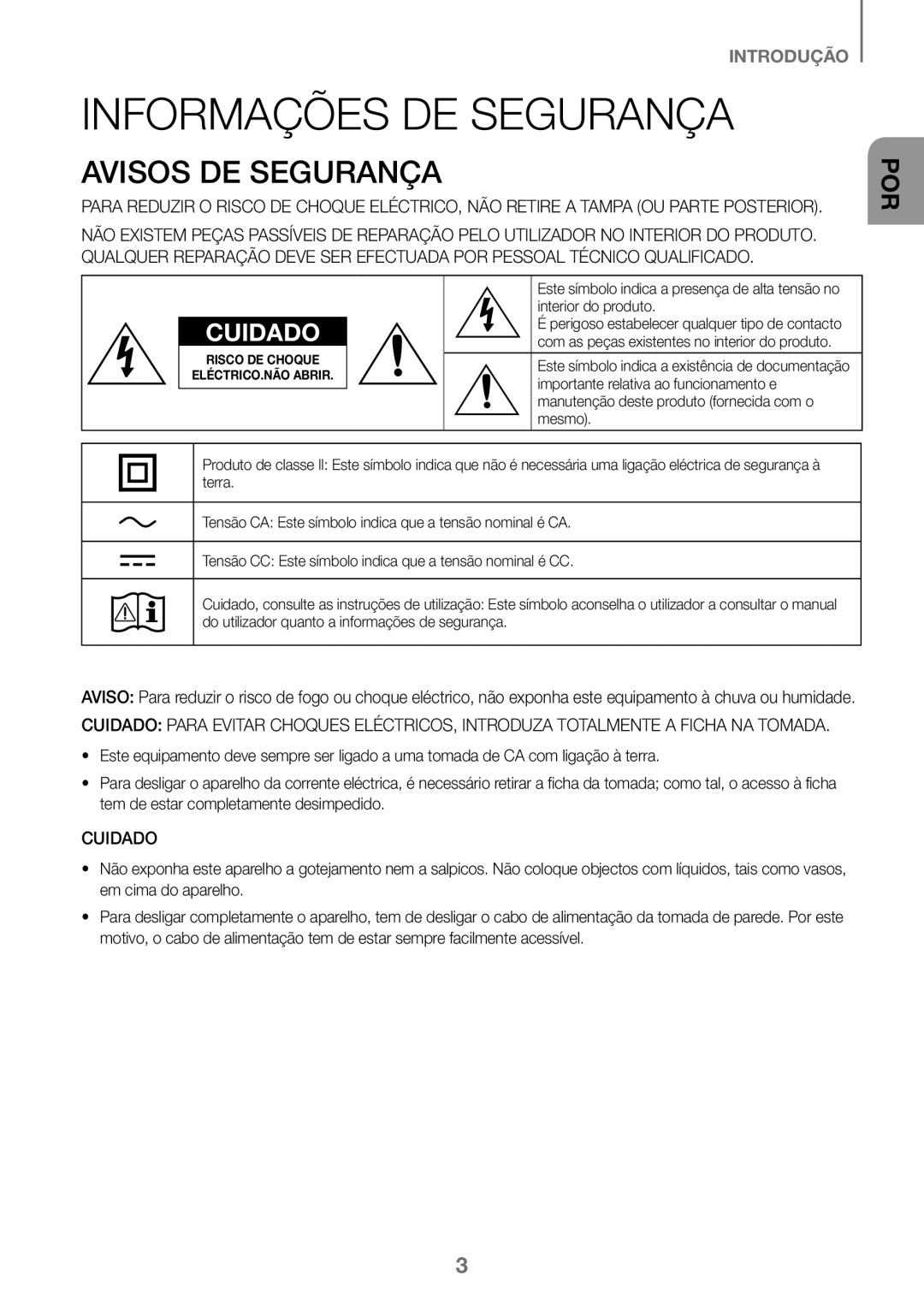 Samsung HW-K360/EN, HW-K360/ZF, HW-K360/XN manual Informações DE Segurança, Avisos DE Segurança 