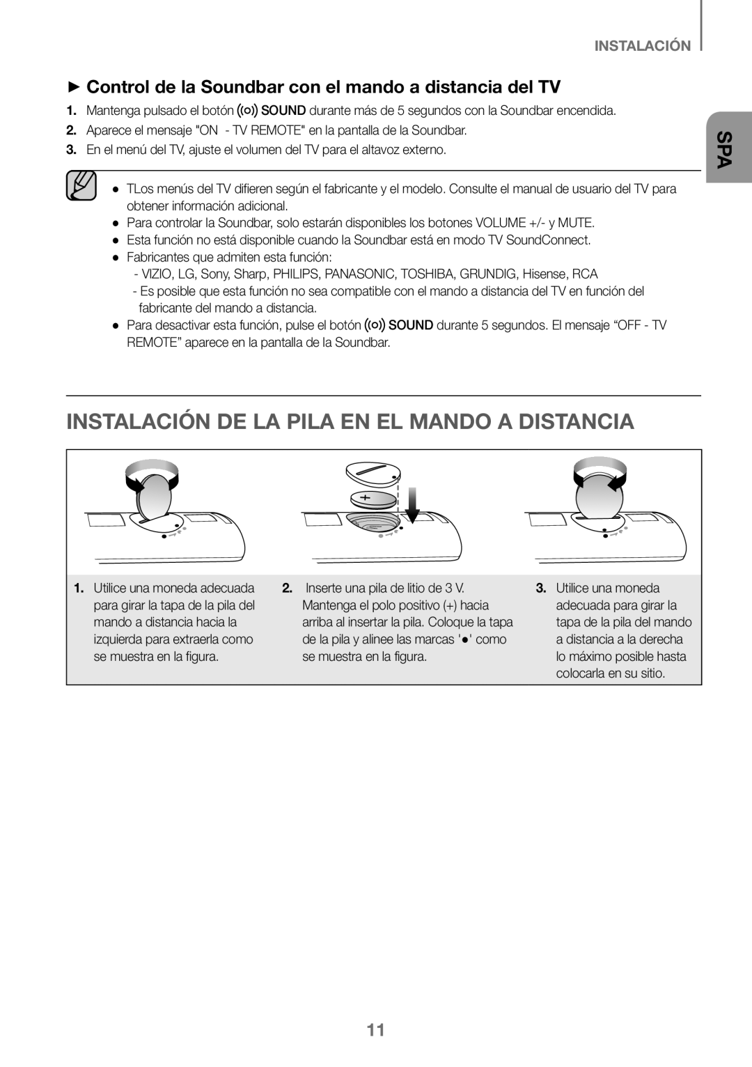 Samsung HW-K360/XN, HW-K360/EN, HW-K360/ZF manual Instalación DE LA Pila EN EL Mando a Distancia 