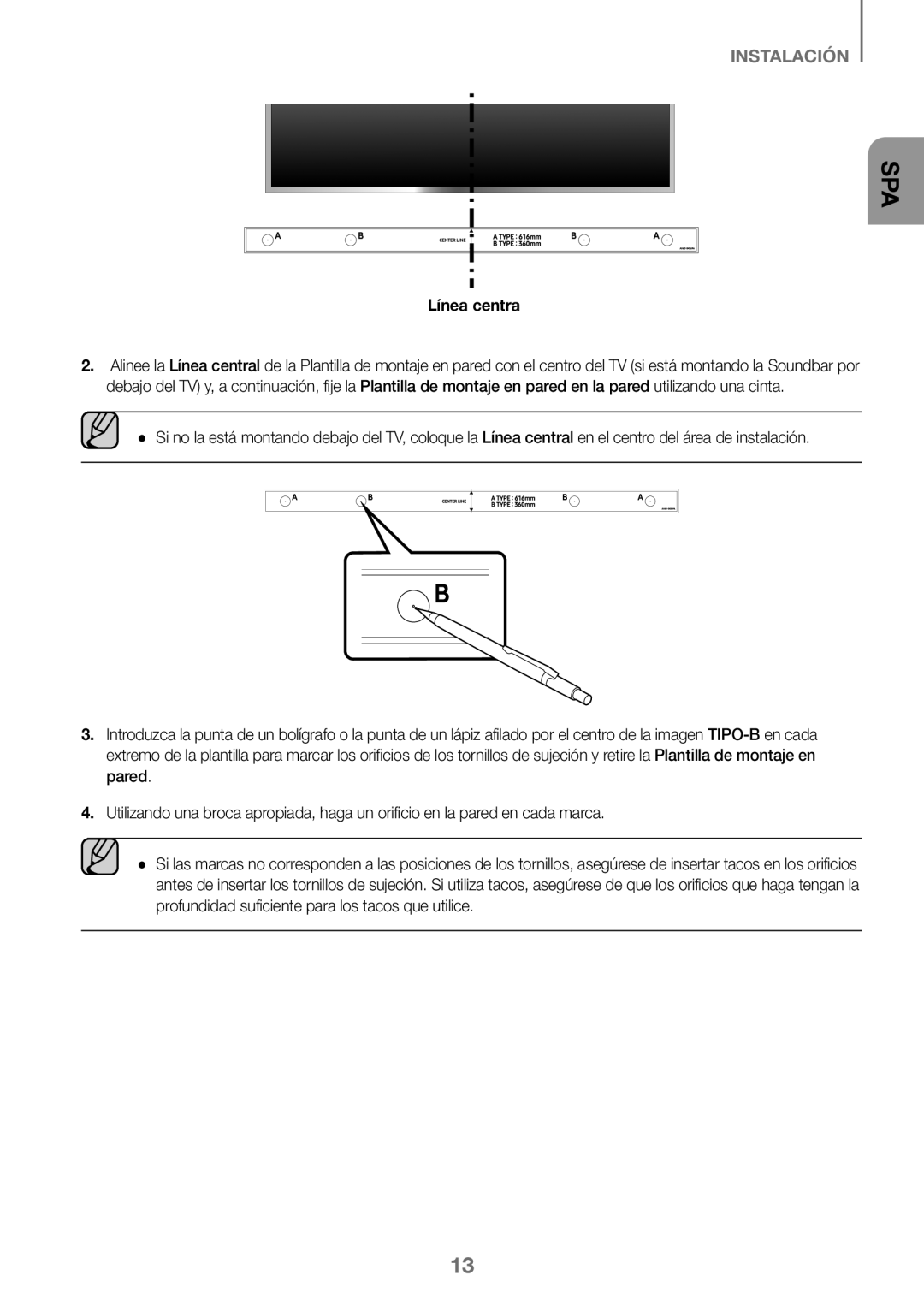 Samsung HW-K360/ZF, HW-K360/EN, HW-K360/XN manual Línea centra 