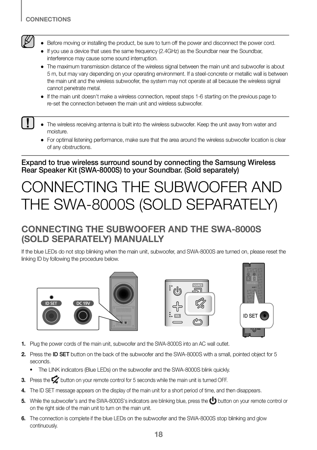 Samsung HW-K360/EN, HW-K360/ZF, HW-K360/XN manual Connecting the Subwoofer and the SWA-8000S Sold Separately 