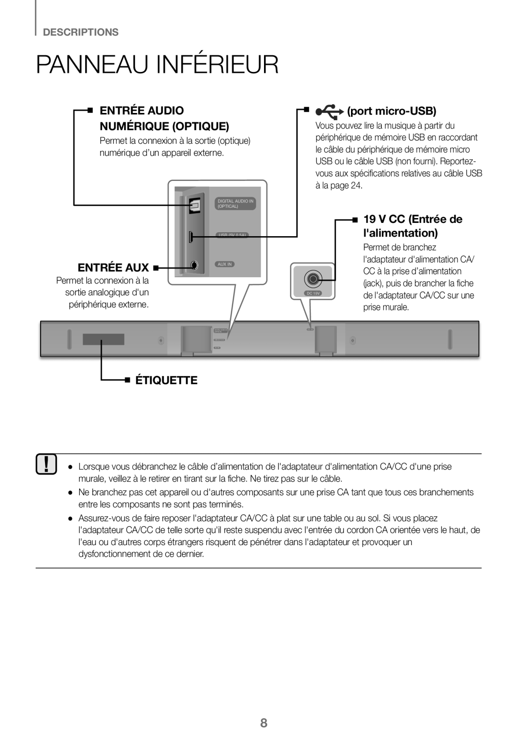 Samsung HW-K360/XN, HW-K360/EN, HW-K360/ZF manual Permet de branchez, Prise murale 