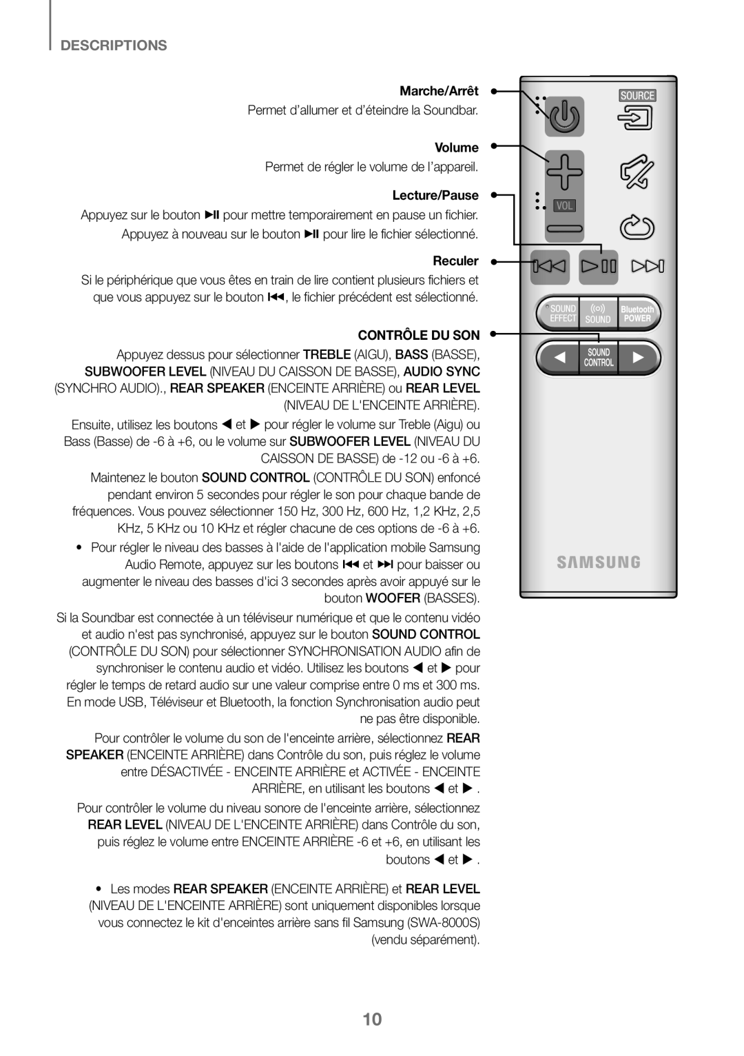 Samsung HW-K360/ZF, HW-K360/EN, HW-K360/XN manual Marche/Arrêt, Permet d’allumer et d’éteindre la Soundbar 