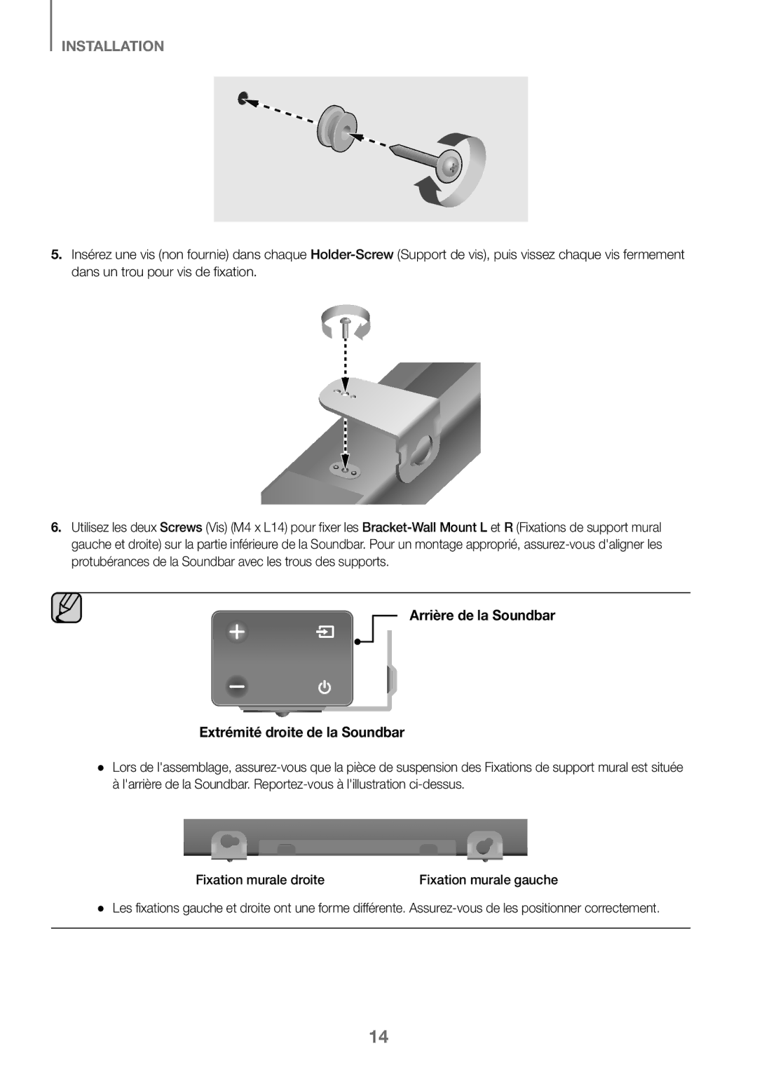 Samsung HW-K360/XN, HW-K360/EN, HW-K360/ZF manual Arrière de la Soundbar Extrémité droite de la Soundbar 