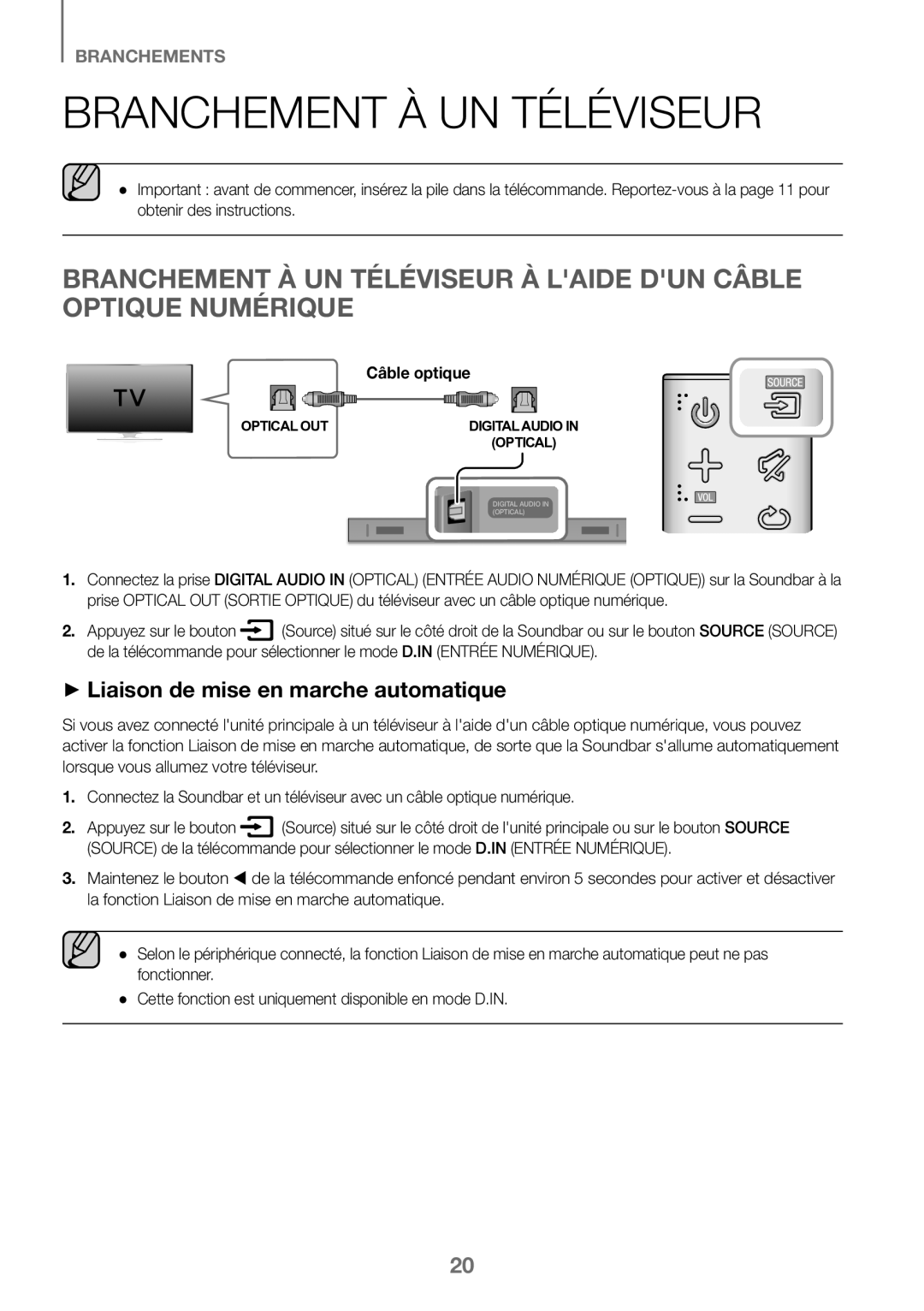 Samsung HW-K360/XN, HW-K360/EN, HW-K360/ZF manual Branchement À UN Téléviseur, ++Liaison de mise en marche automatique 