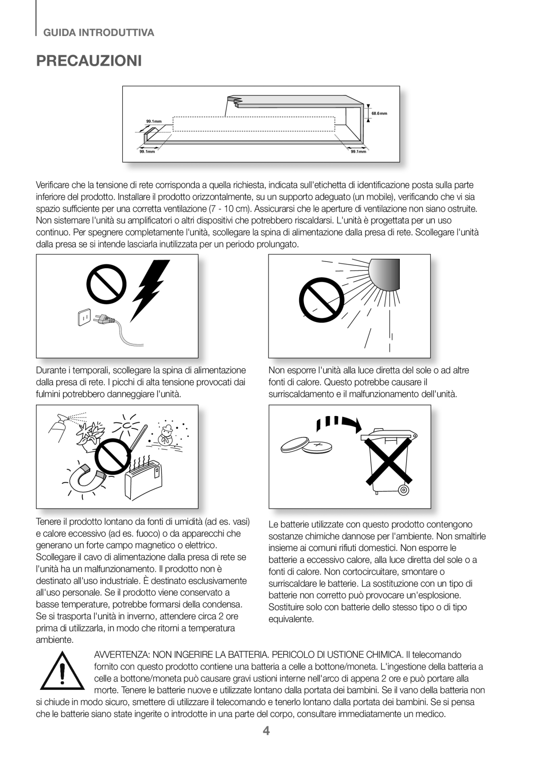 Samsung HW-K360/ZF, HW-K360/EN, HW-K360/XN manual Precauzioni 