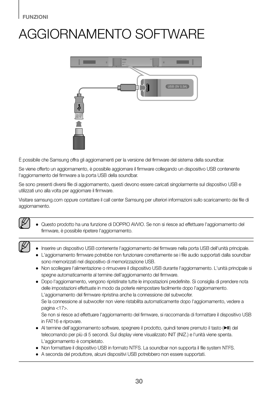 Samsung HW-K360/EN, HW-K360/ZF, HW-K360/XN manual Aggiornamento Software 