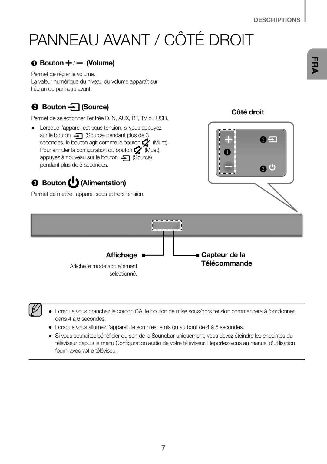 Samsung HW-K360/ZF, HW-K360/EN, HW-K360/XN manual Panneau Avant / Côté Droit, Sur le bouton Source pendant plus de, Muet 