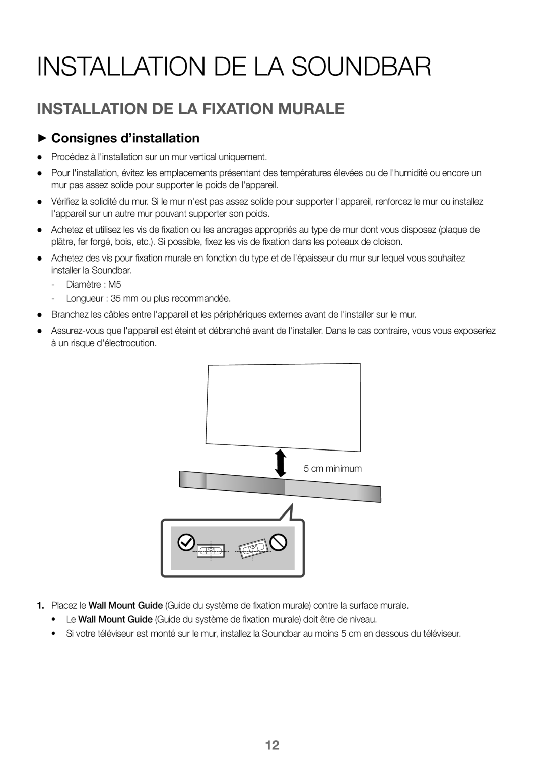 Samsung HW-K360/EN, HW-K360/ZF Installation DE LA Soundbar, Installation DE LA Fixation Murale, ++Consignes d’installation 