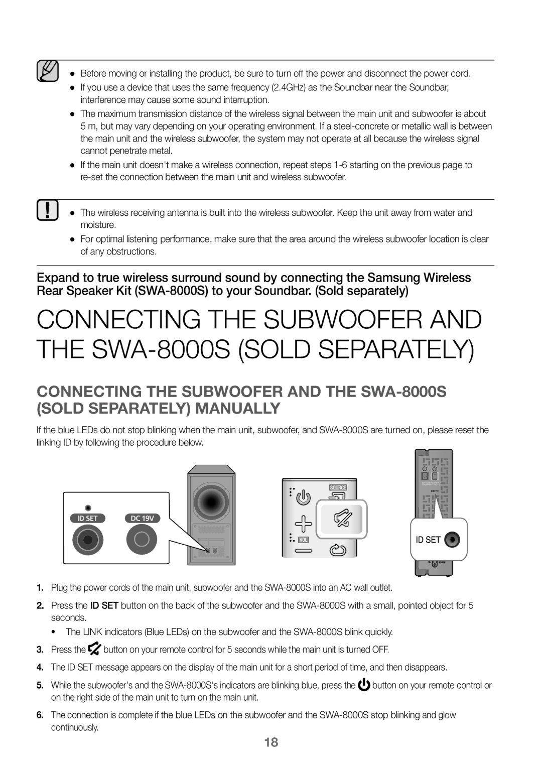 Samsung HW-K360/EN, HW-K360/ZF, HW-K360/XN manual Connecting the Subwoofer and the SWA-8000S Sold Separately 