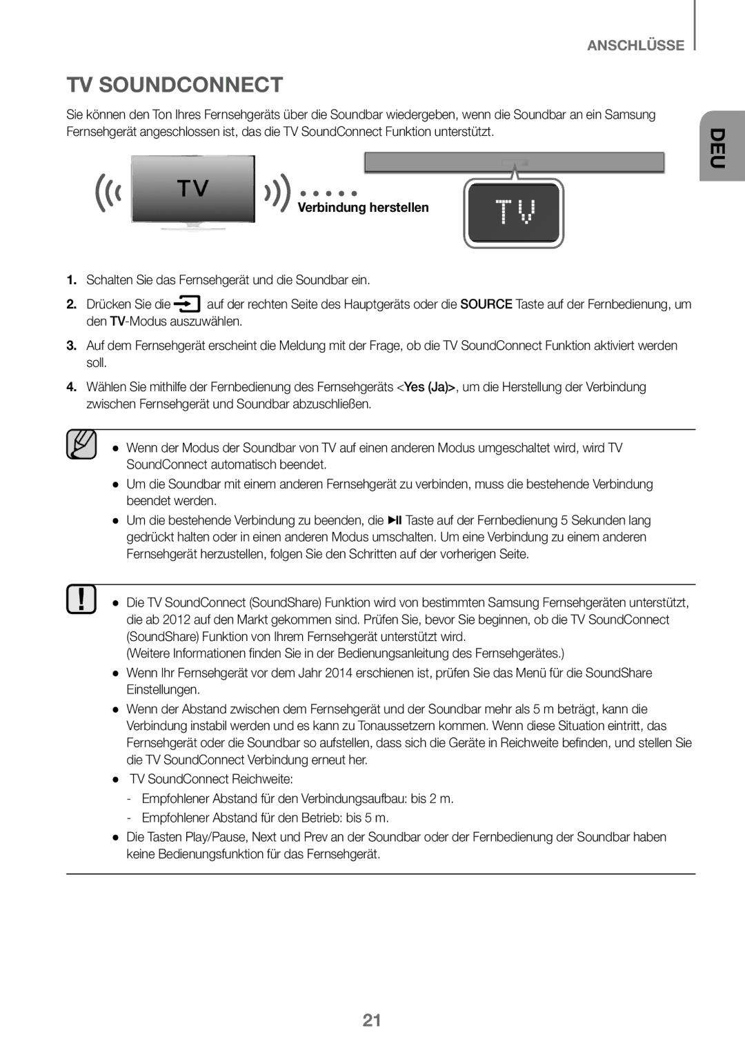 Samsung HW-K360/EN, HW-K360/ZF, HW-K360/XN manual TV Soundconnect, Verbindung herstellen 