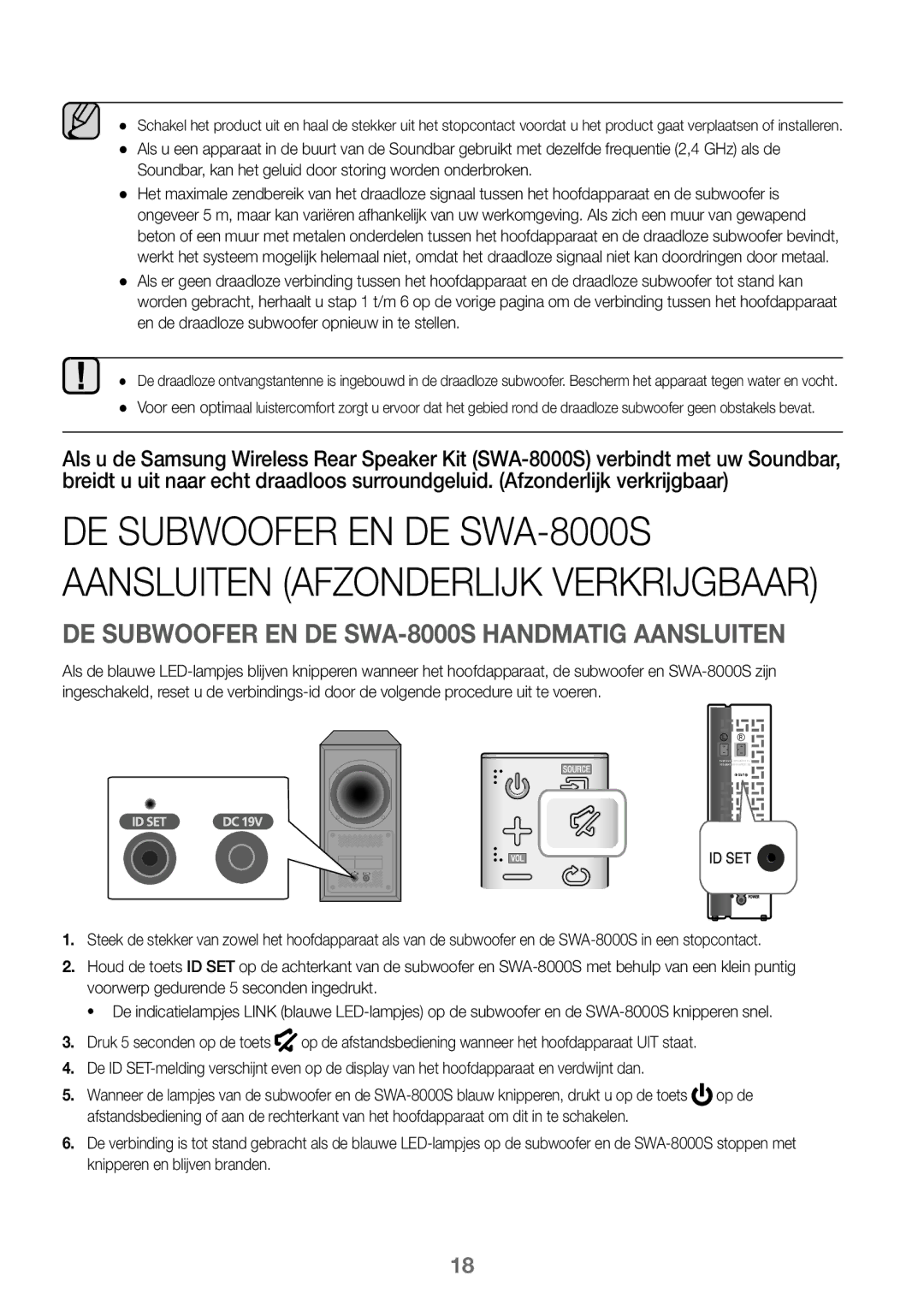 Samsung HW-K360/EN, HW-K360/ZF, HW-K360/XN manual DE Subwoofer EN DE SWA-8000S Handmatig Aansluiten 