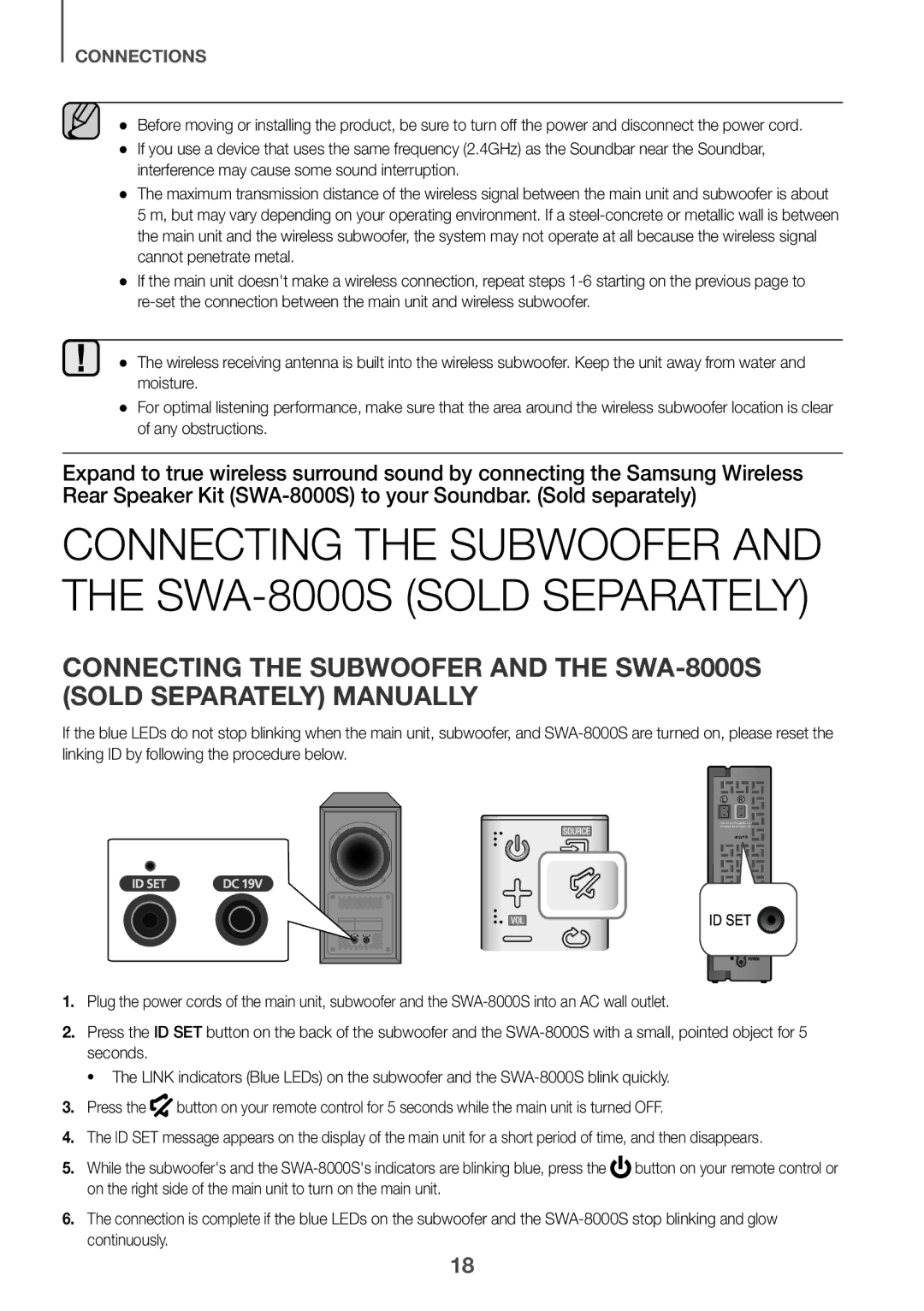 Samsung HW-K360/EN, HW-K360/ZF, HW-K360/XN manual Connecting the Subwoofer and the SWA-8000S Sold Separately 