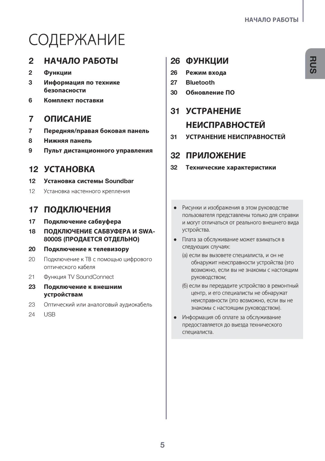 Samsung HW-K360/RU manual Содержание, 12 Установка настенного крепления, 23 Оптический или аналоговый аудиокабель 24 USB 