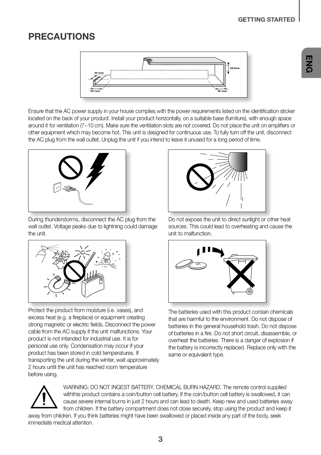 Samsung HW-K360/SQ manual Precautions, Eng 