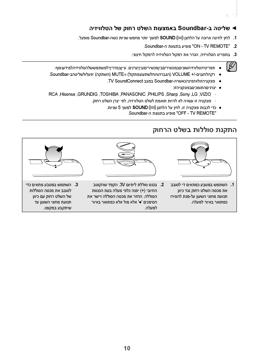 Samsung HW-K360/SQ manual קוחרה טלשב תוללוס תנקתה, היזיוולטה לש קוחר טלשה תועצמאב Soundbar-ב הטילש 