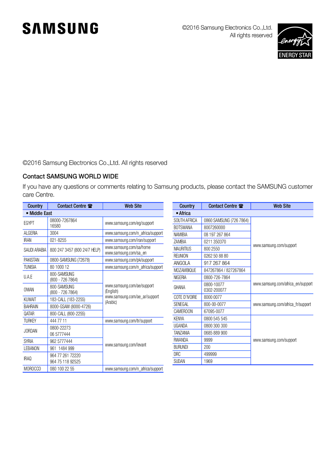 Samsung HW-K360/UM manual Egypt 