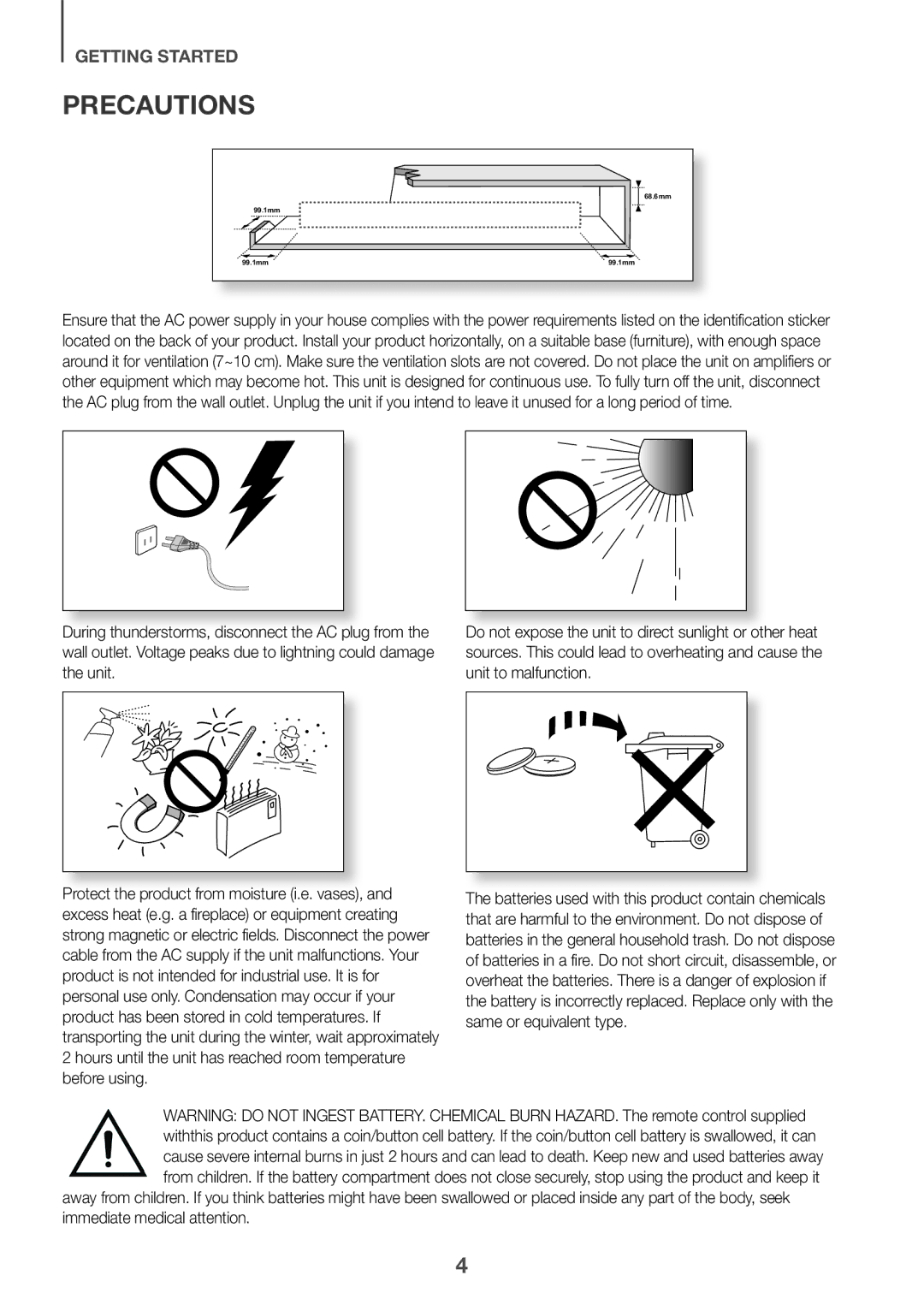 Samsung HW-K360/UM manual Precautions 