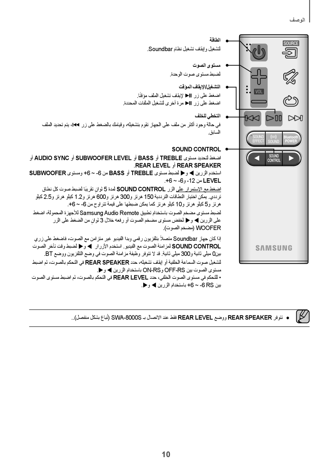 Samsung HW-K360/UM manual ةقاطلا, توصلا ىوتسم, تقؤملا فاقيلإا/ليغشتلا, فلخلل يطختلا 