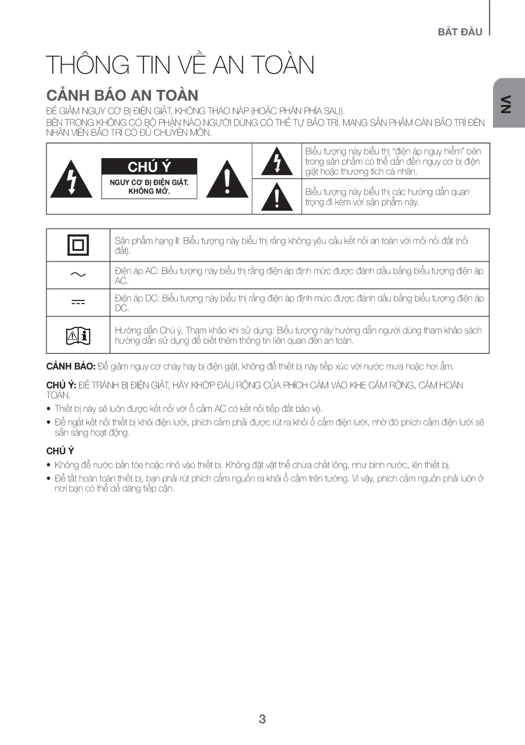 Samsung HW-K360/XV manual Báo An Toàn, Bên, Ca nhân, Chú Ý 