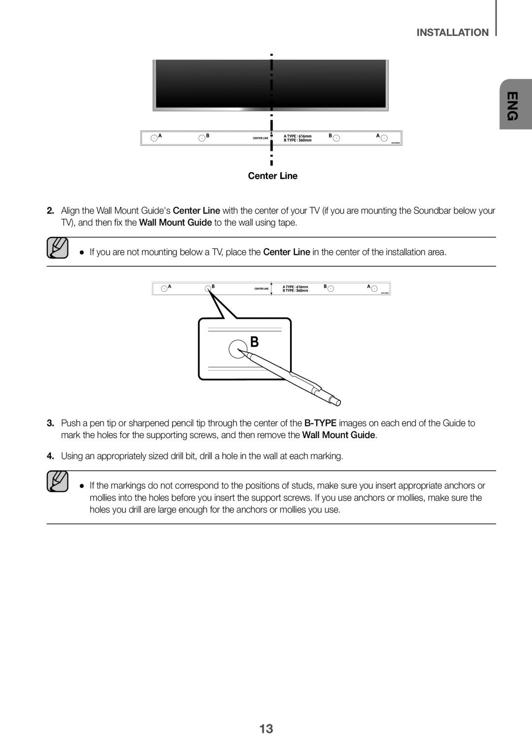 Samsung HW-K360/XV manual Center Line 