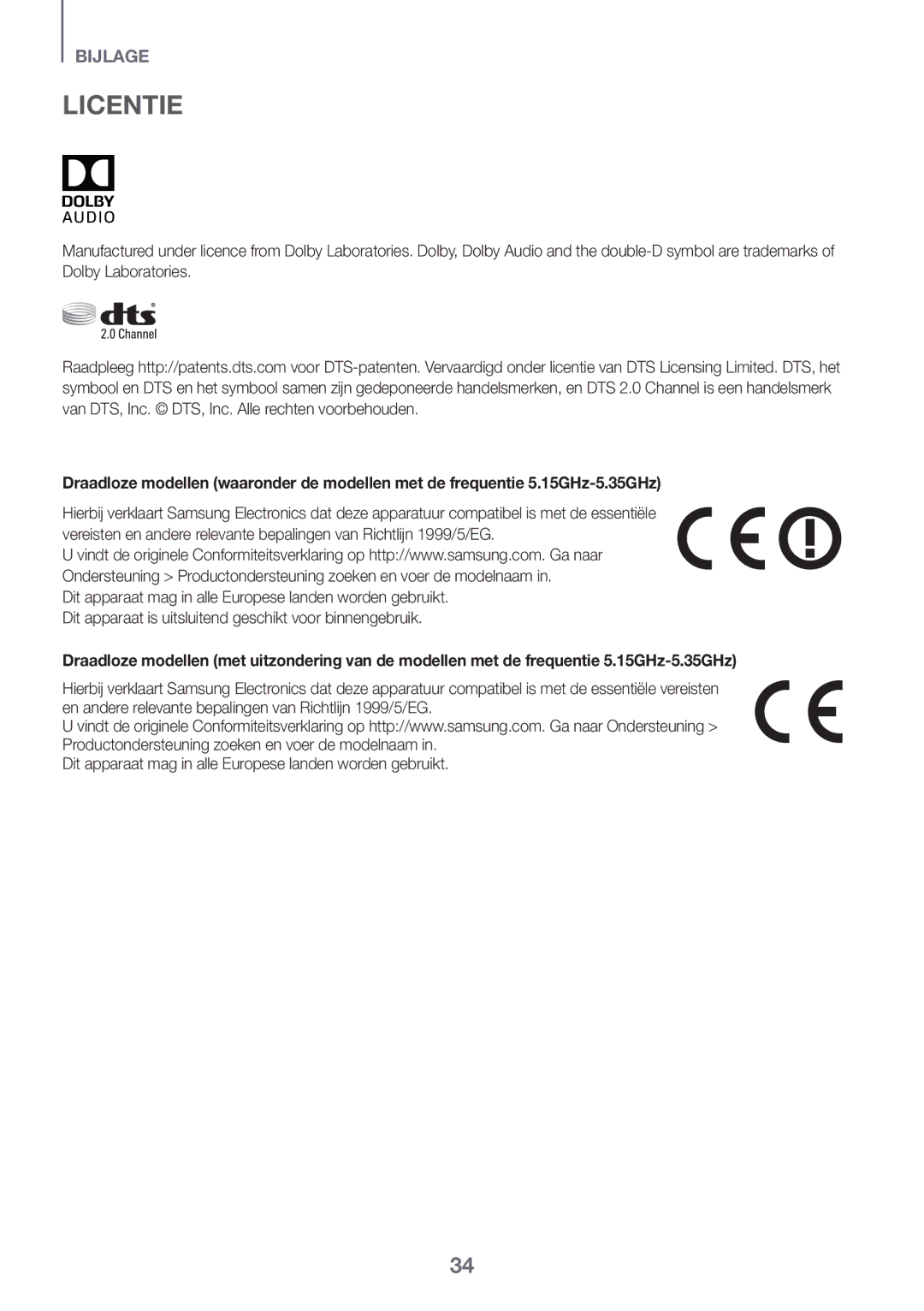 Samsung HW-K430/EN, HW-K430/XN manual Licentie, Dit apparaat mag in alle Europese landen worden gebruikt 