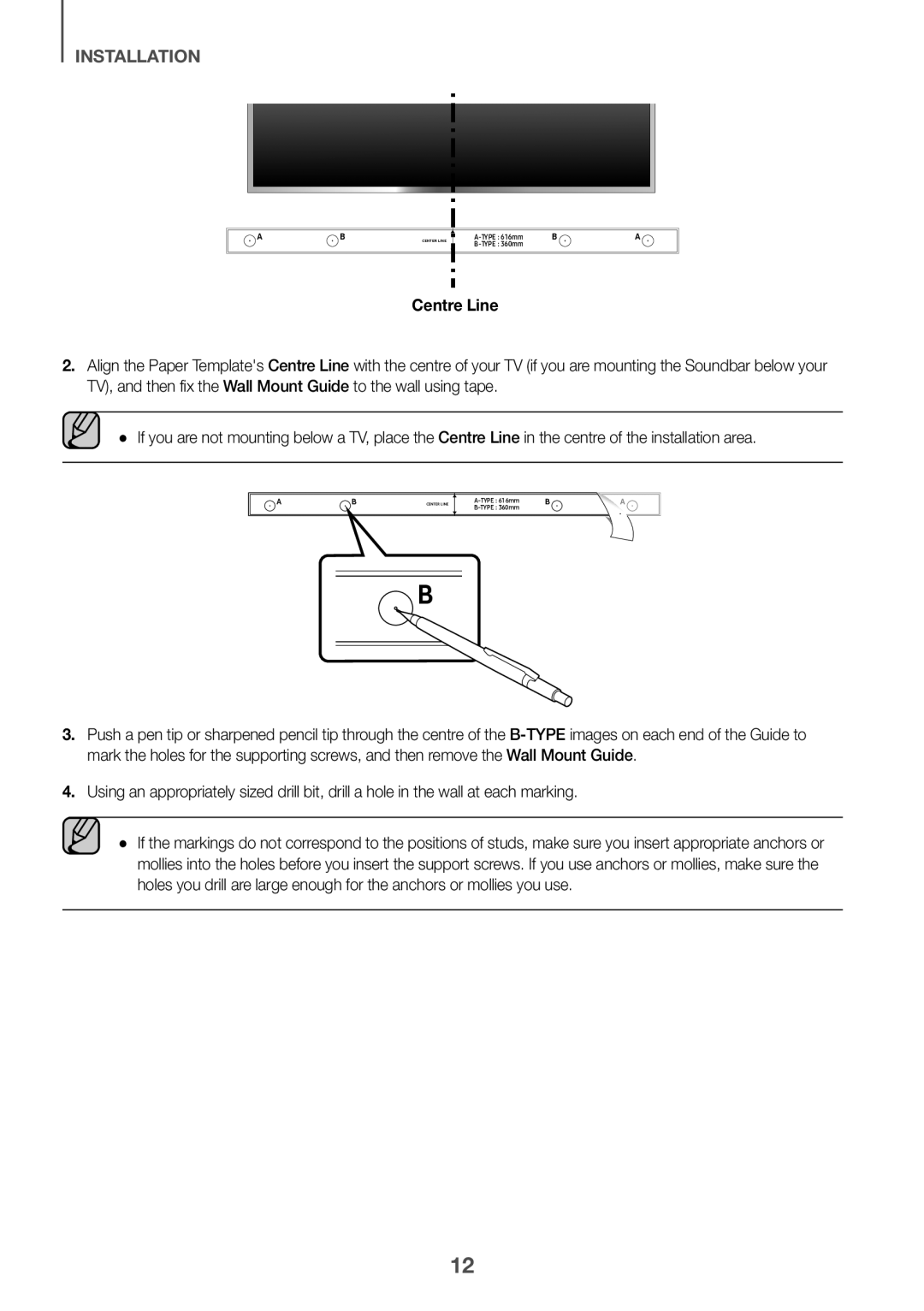 Samsung HW-K430/EN, HW-K430/XN manual Centre Line 