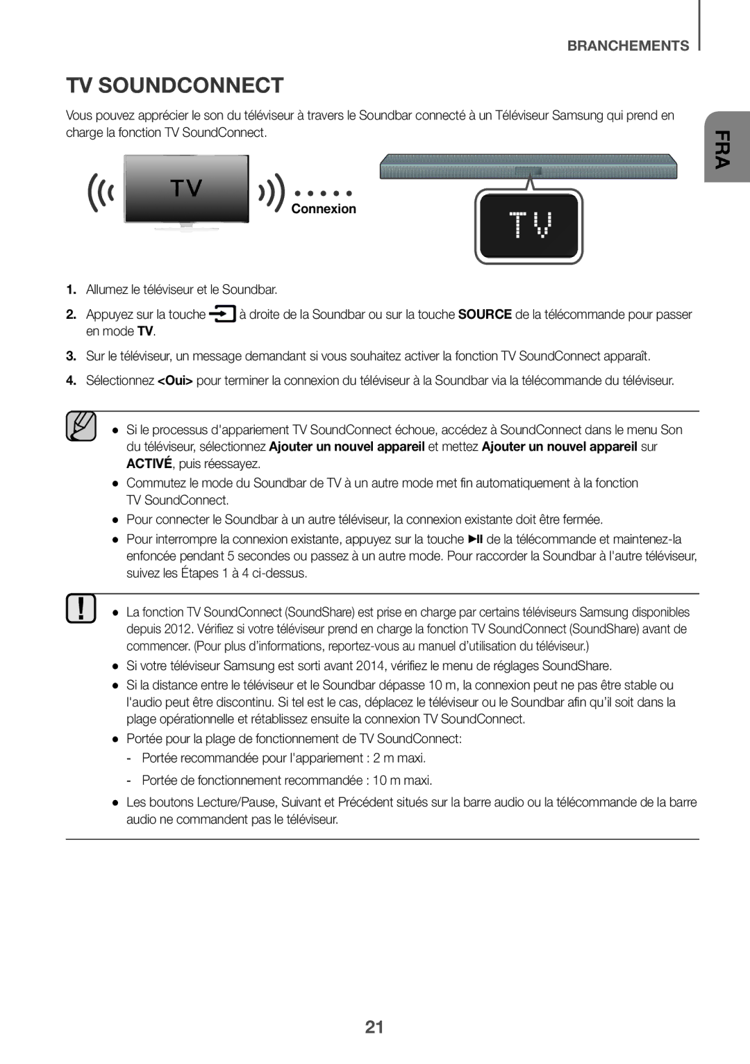 Samsung HW-K430/EN, HW-K430/XN manual Connexion, Allumez le téléviseur et le Soundbar Appuyez sur la touche, En mode TV 