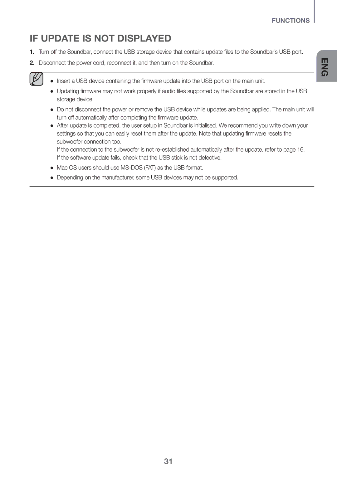 Samsung HW-K430/XN, HW-K430/EN manual If Update is not Displayed 