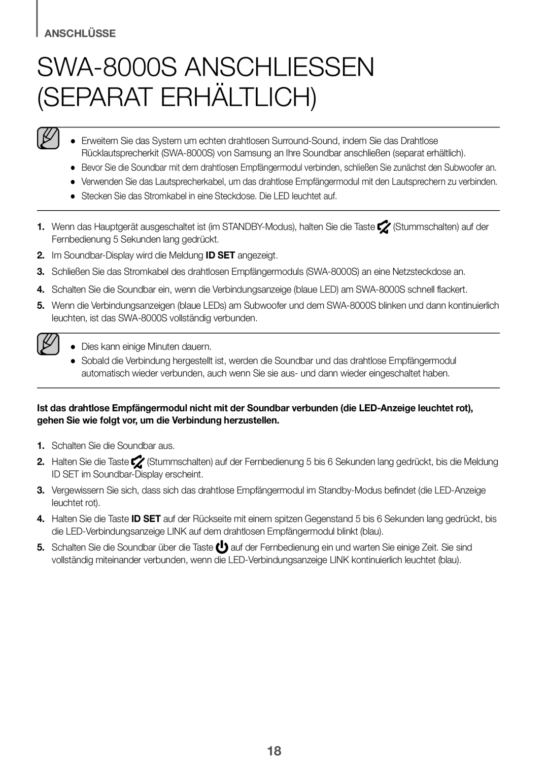 Samsung HW-K430/XN, HW-K430/EN manual SWA-8000S Anschliessen Separat Erhältlich 