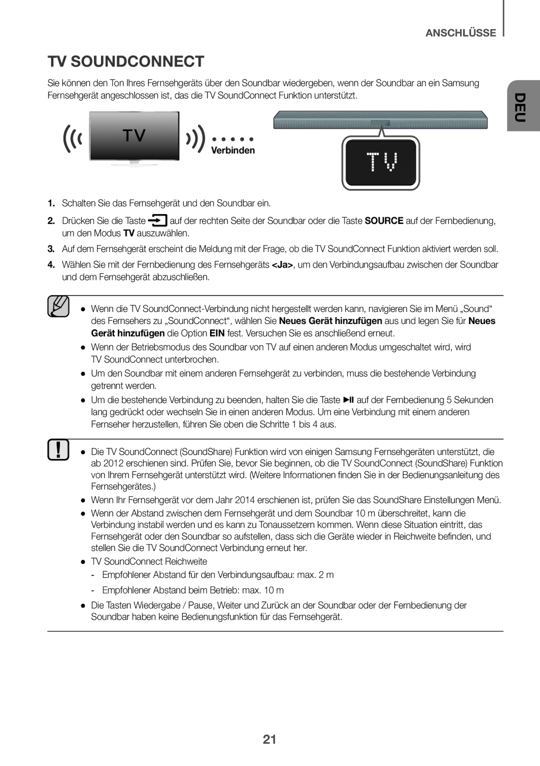 Samsung HW-K430/EN, HW-K430/XN manual TV Soundconnect, Verbinden 