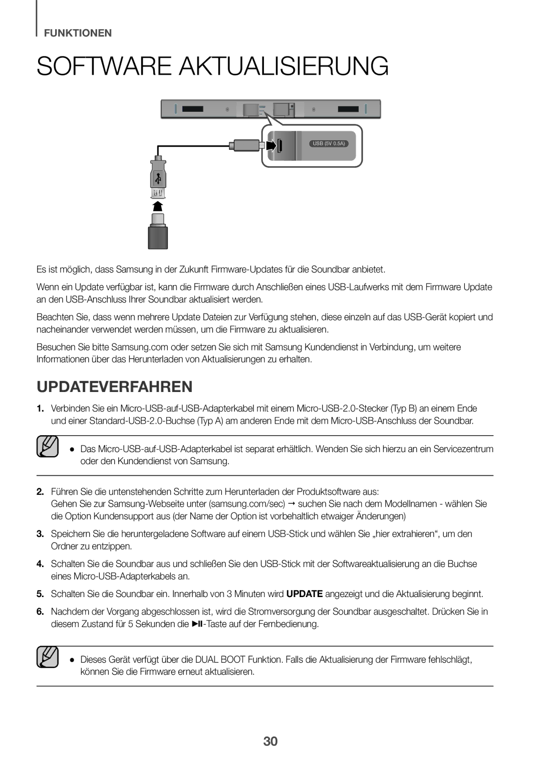 Samsung HW-K430/XN, HW-K430/EN manual Software Aktualisierung, Updateverfahren 