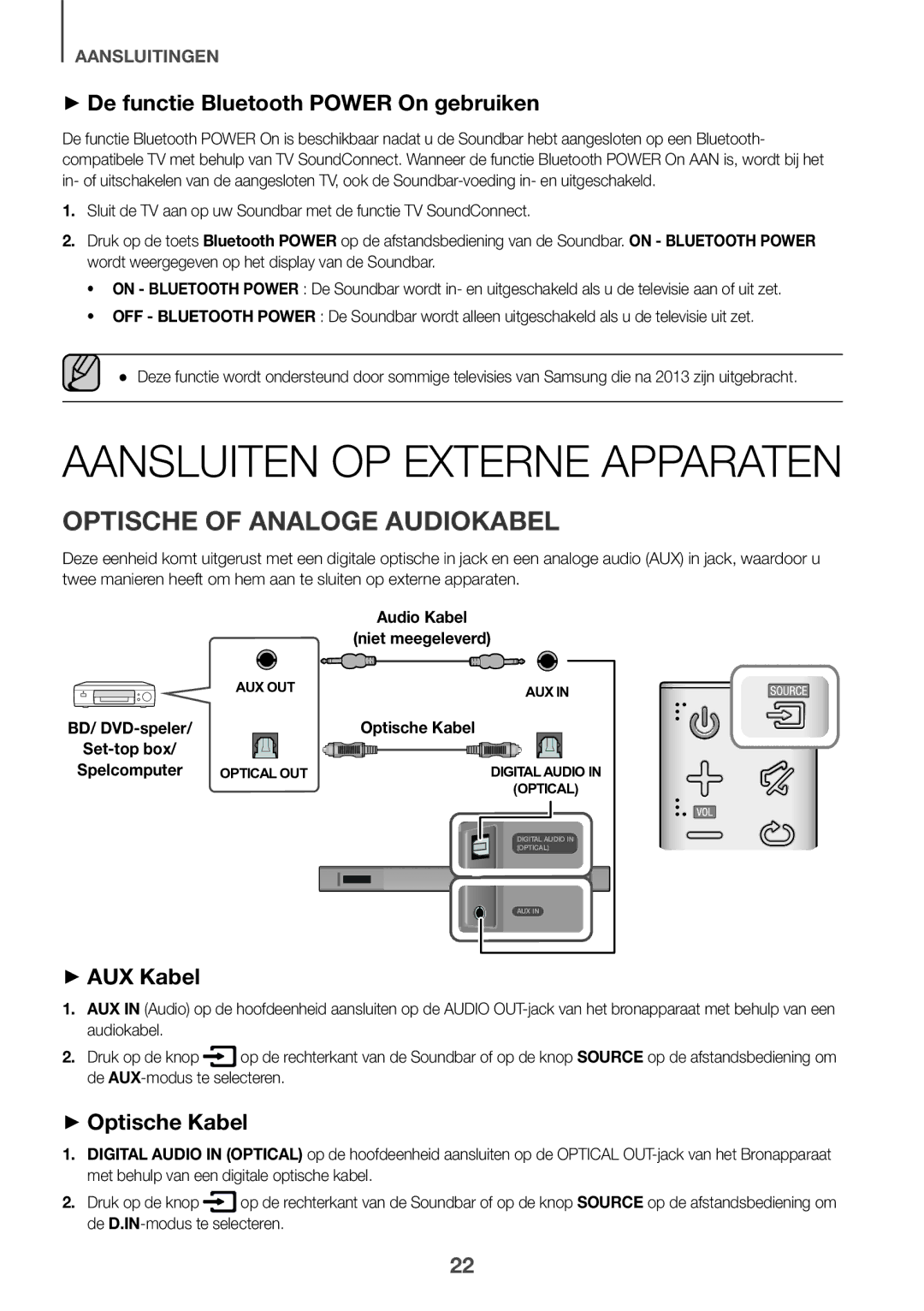 Samsung HW-K430/EN, HW-K430/XN manual Aansluiten OP Externe Apparaten, Optische of Analoge Audiokabel, ++Optische Kabel 