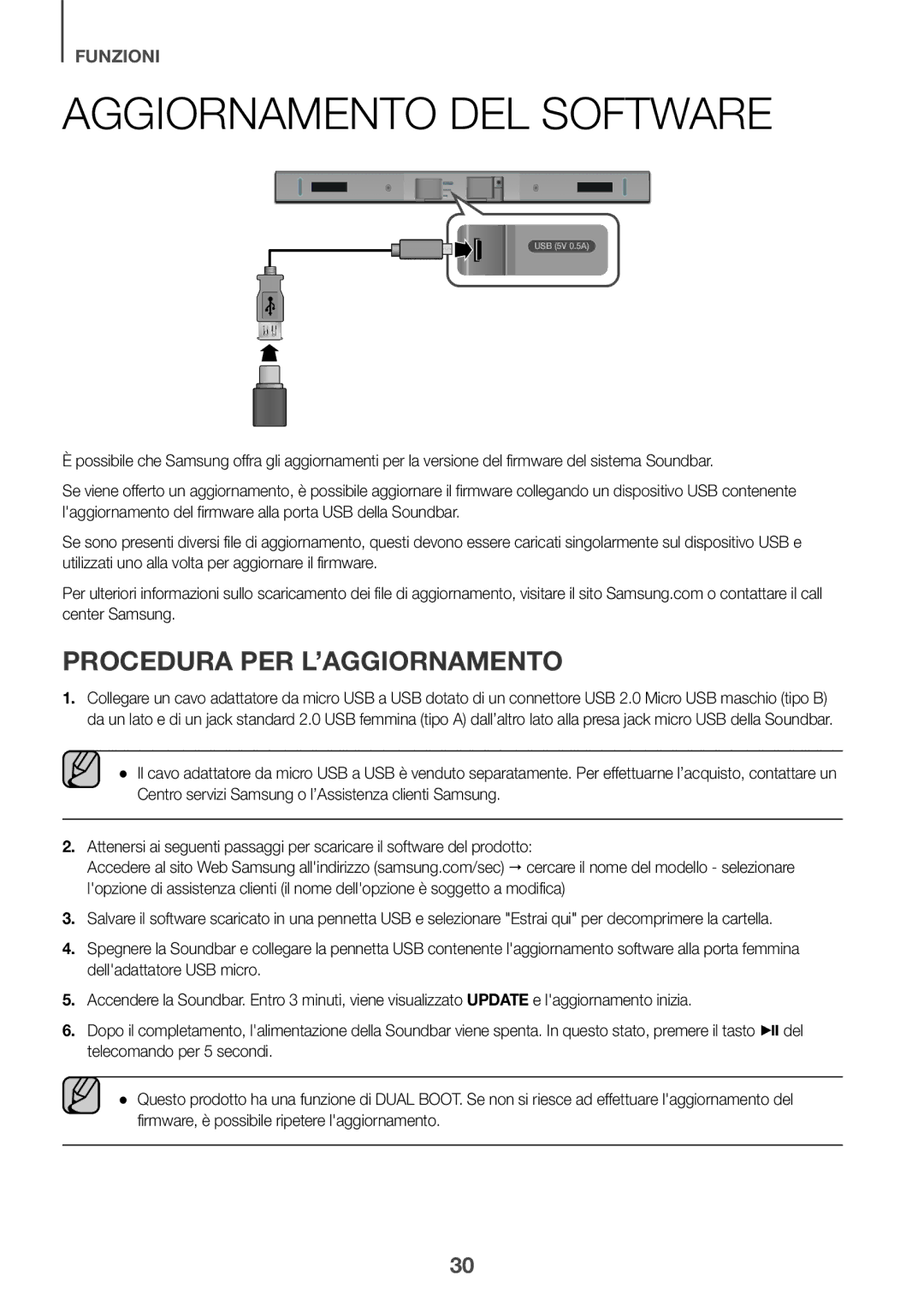 Samsung HW-K430/EN, HW-K430/ZF manual Aggiornamento DEL Software, Procedura PER L’AGGIORNAMENTO 