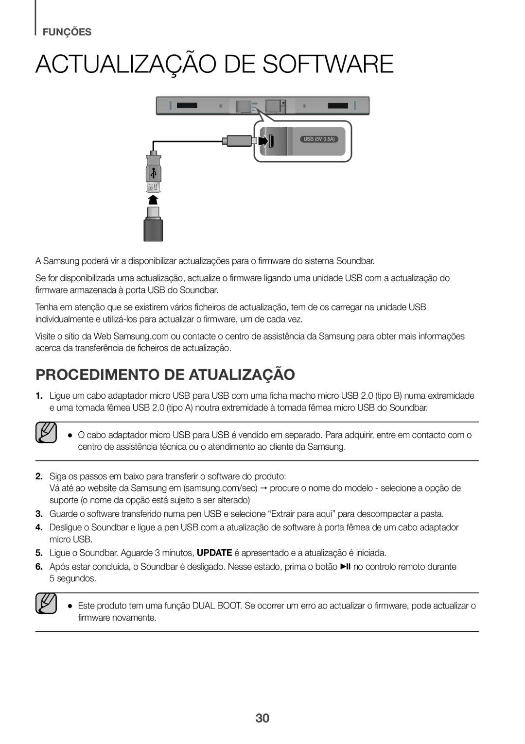 Samsung HW-K430/ZF, HW-K430/EN manual Actualização DE Software, Procedimento DE Atualização 