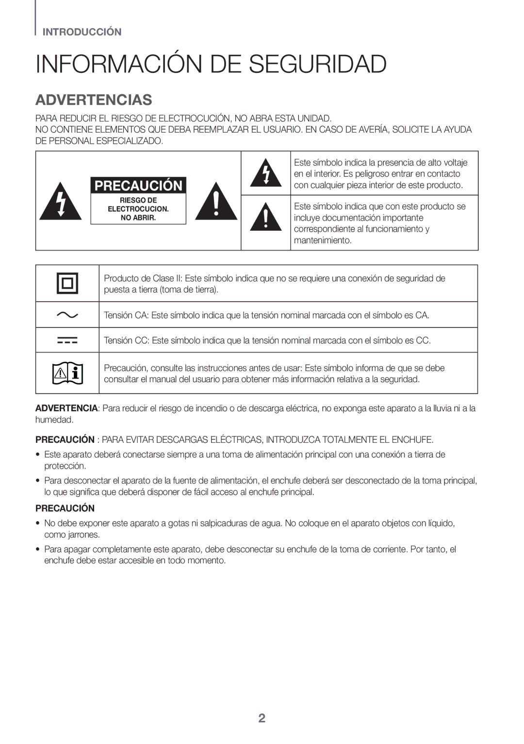 Samsung HW-K430/EN, HW-K430/ZF manual Información DE Seguridad, Advertencias 