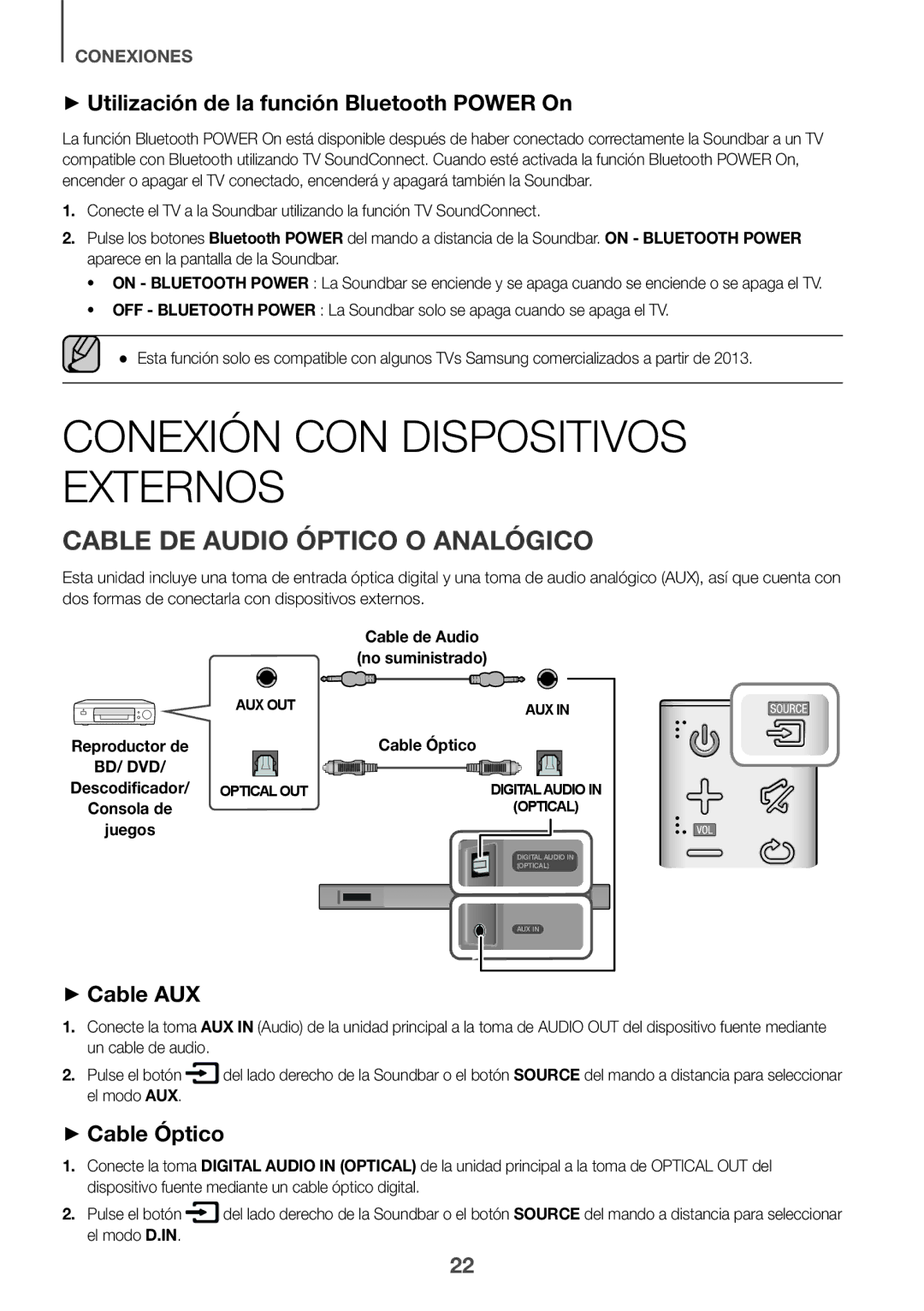 Samsung HW-K430/EN, HW-K430/ZF manual Conexión CON Dispositivos Externos, Cable DE Audio Óptico O Analógico, ++Cable Óptico 