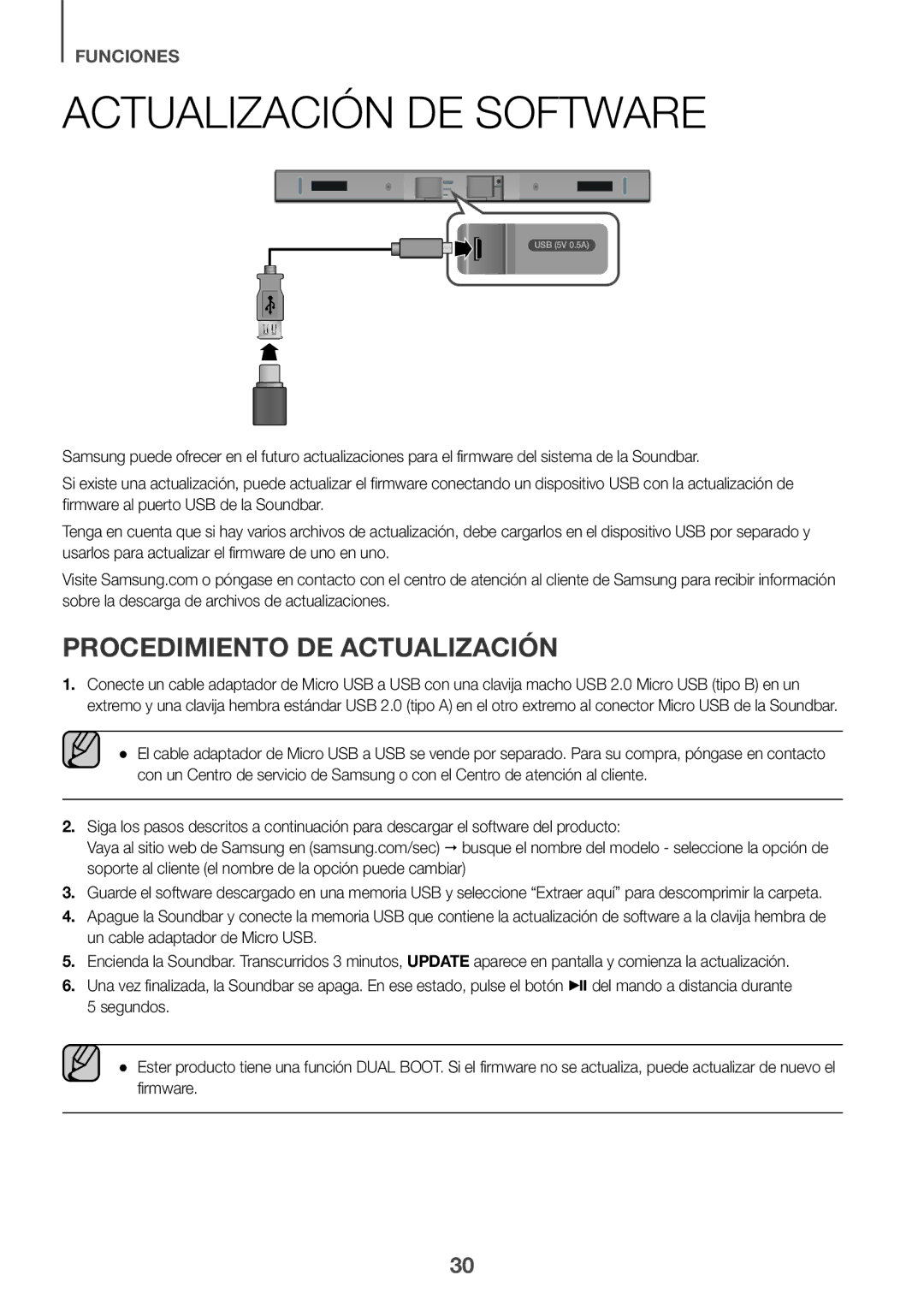 Samsung HW-K430/EN, HW-K430/ZF manual Actualización DE Software, Procedimiento DE Actualización 