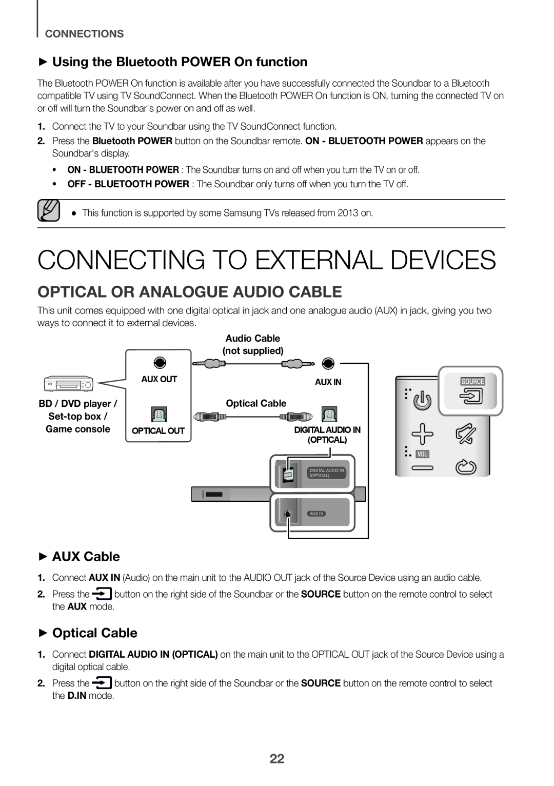 Samsung HW-K430/EN, HW-K430/ZF manual Connecting to External Devices, Optical or Analogue Audio Cable, ++Optical Cable 