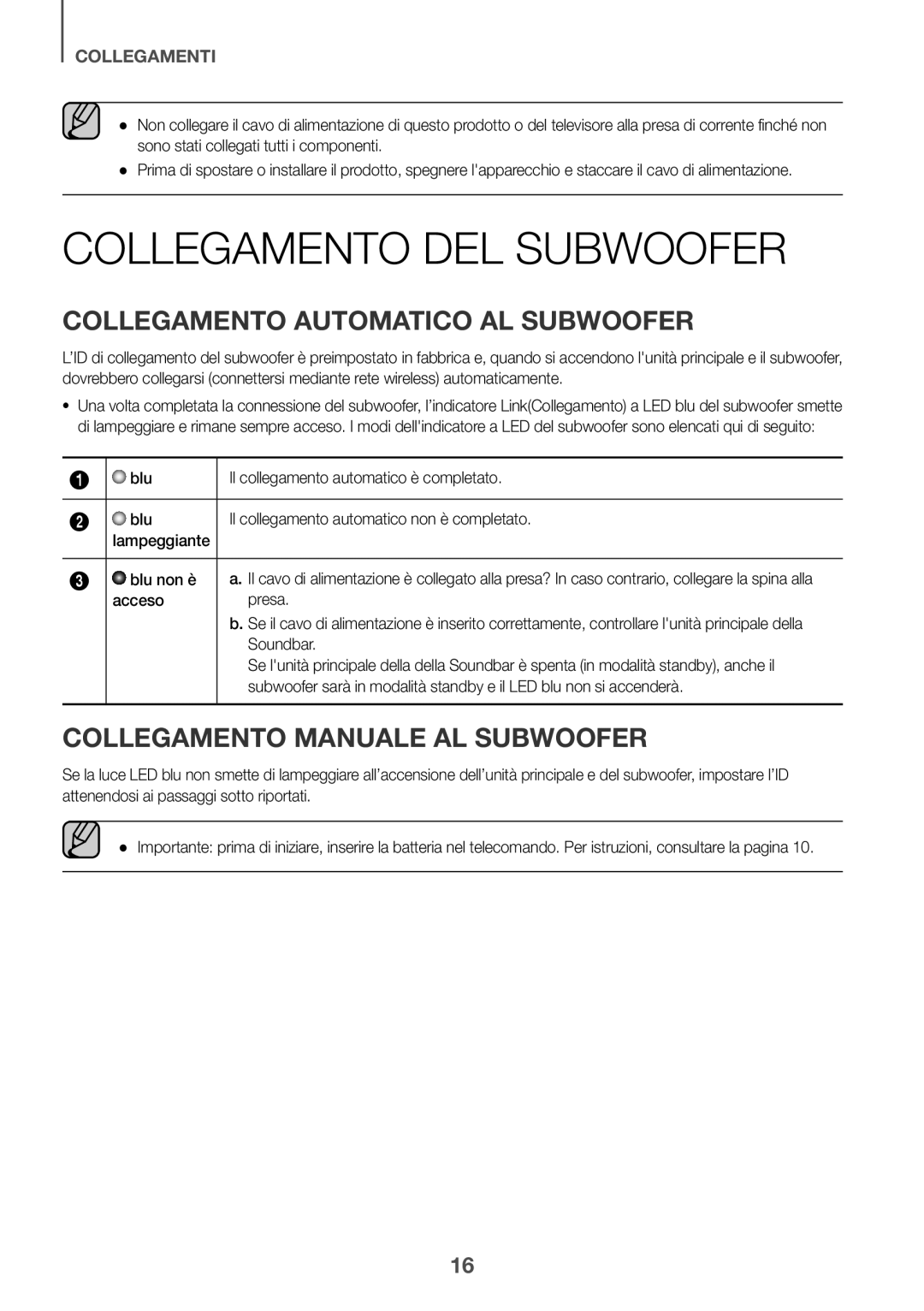 Samsung HW-K430/EN Collegamento DEL Subwoofer, Collegamento Automatico AL Subwoofer, Collegamento Manuale AL Subwoofer 