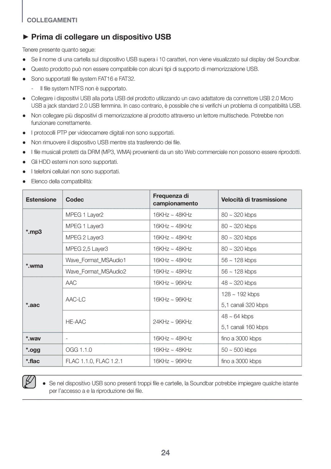 Samsung HW-K430/EN, HW-K430/ZF manual ++Prima di collegare un dispositivo USB 