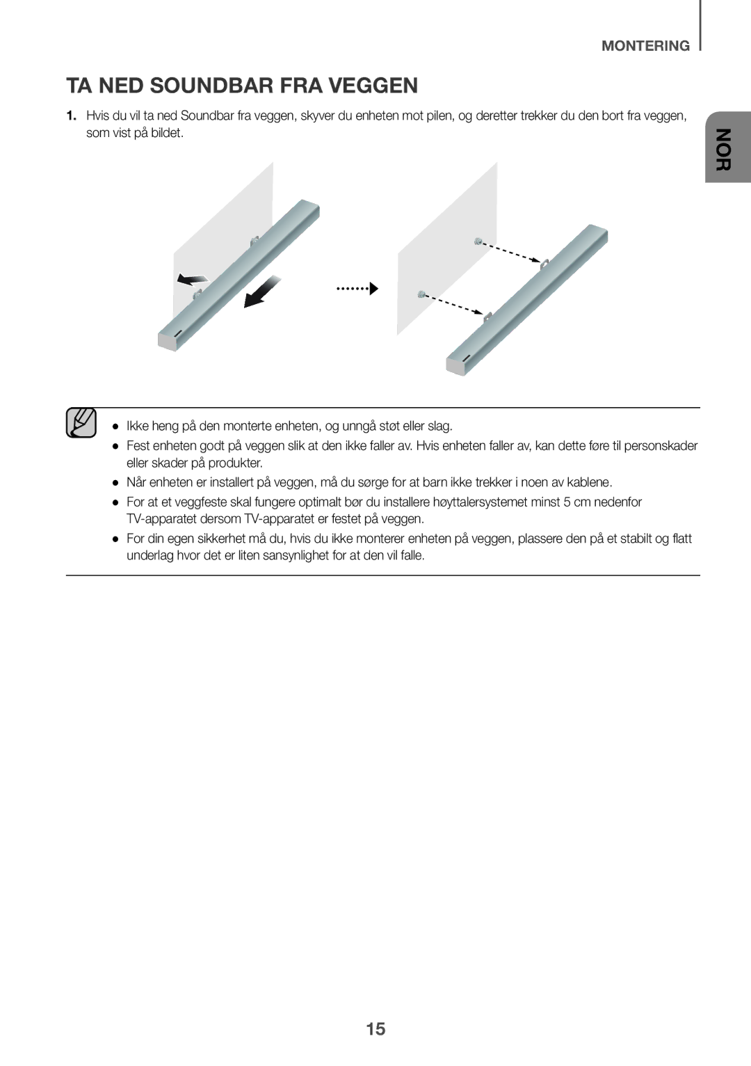 Samsung HW-K440/XE manual TA NED Soundbar FRA Veggen 