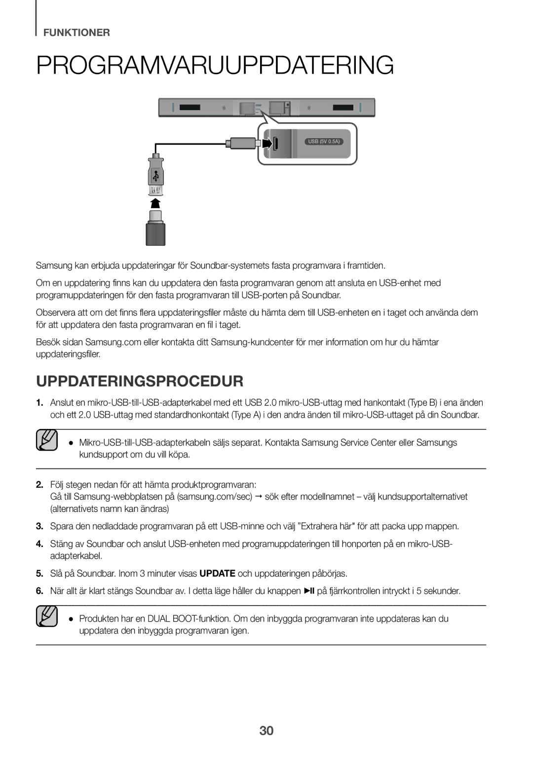 Samsung HW-K440/XE manual Programvaruuppdatering, Uppdateringsprocedur 