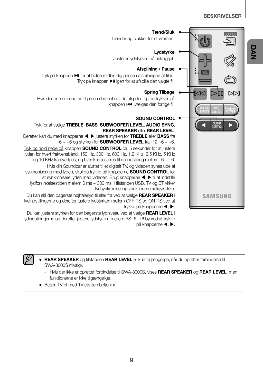 Samsung HW-K440/XE manual Tænd/Sluk, Lydstyrke, Justerer lydstyrken på anlægget 