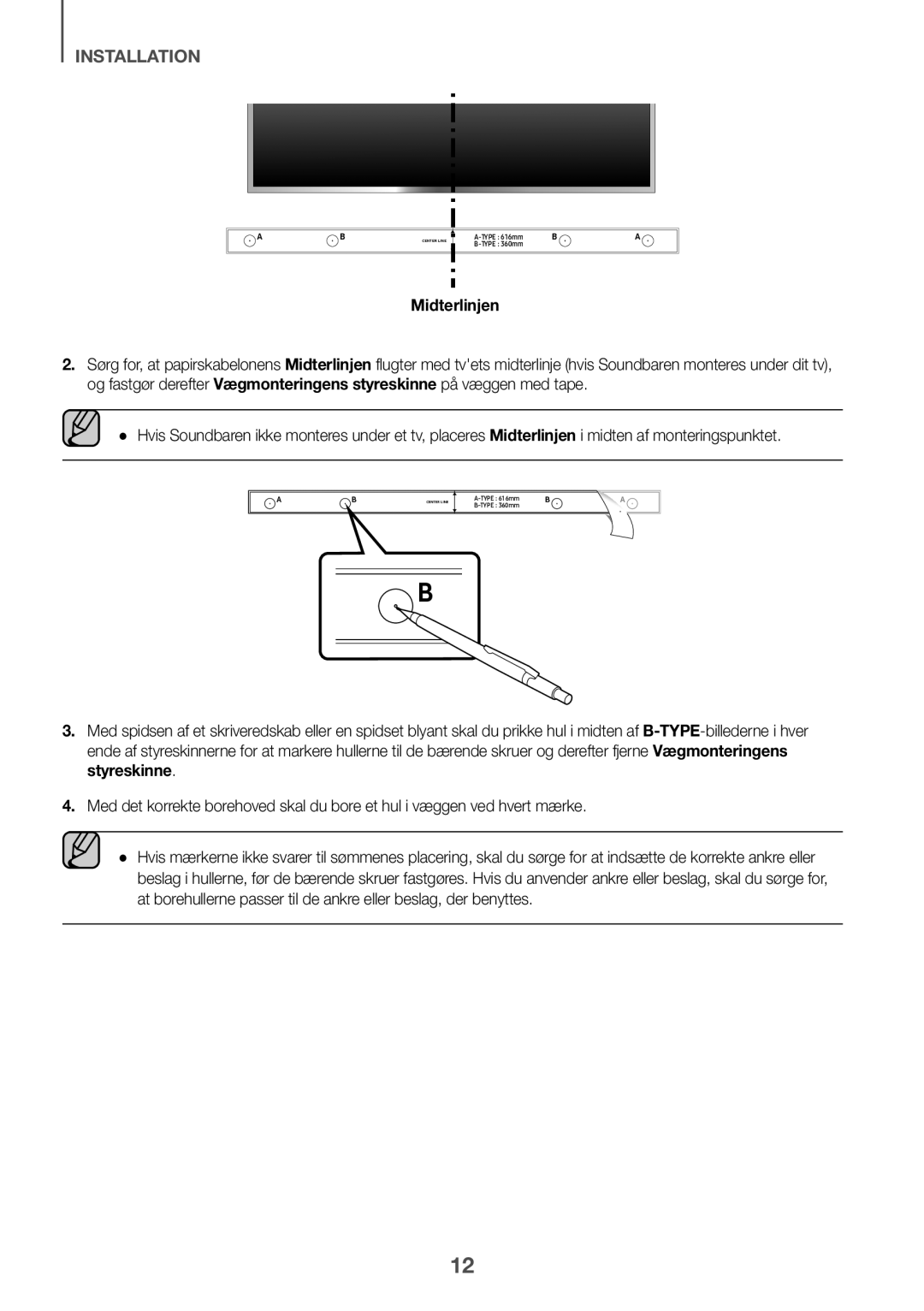 Samsung HW-K440/XE manual Midterlinjen 