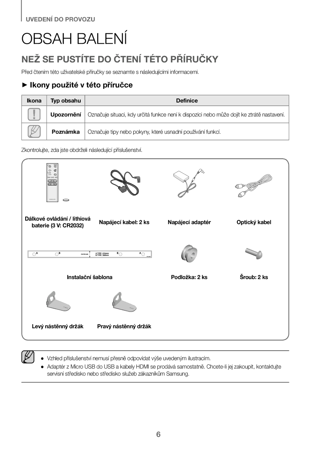 Samsung HW-J450/EN, HW-K450/EN manual Obsah Balení, NEŽ SE Pustíte do Čtení Této Příručky, ++Ikony použité v této příručce 