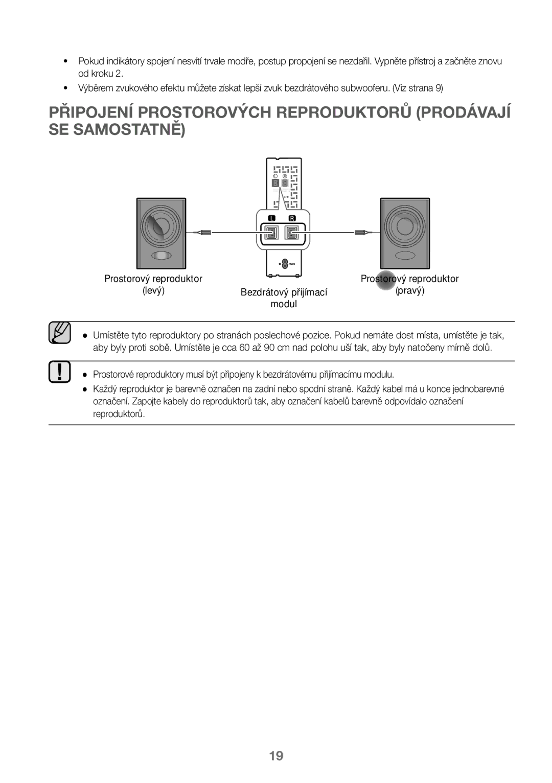 Samsung HW-J450/ZF, HW-K450/EN, HW-J450/EN, HW-K450/ZF Připojení Prostorových Reproduktorů Prodávají SE Samostatně, Modul 