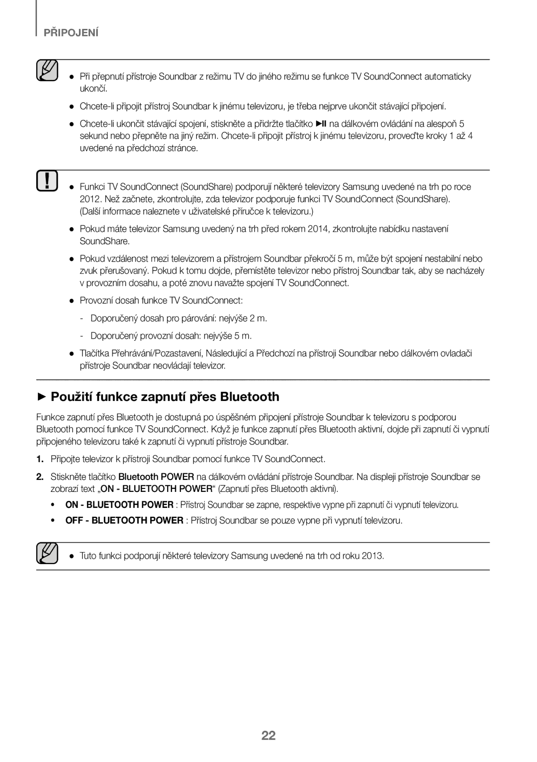 Samsung HW-J450/EN, HW-K450/EN, HW-J450/ZF, HW-K450/ZF manual ++Použití funkce zapnutí přes Bluetooth 