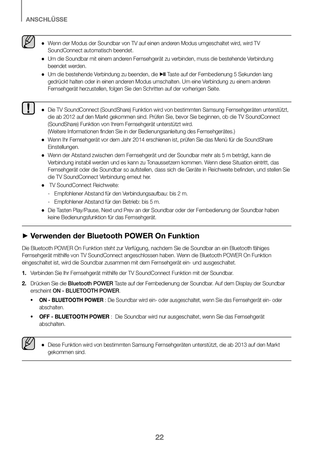 Samsung HW-J450/ZF, HW-K450/EN, HW-J450/EN, HW-K450/ZF manual ++Verwenden der Bluetooth Power On Funktion 